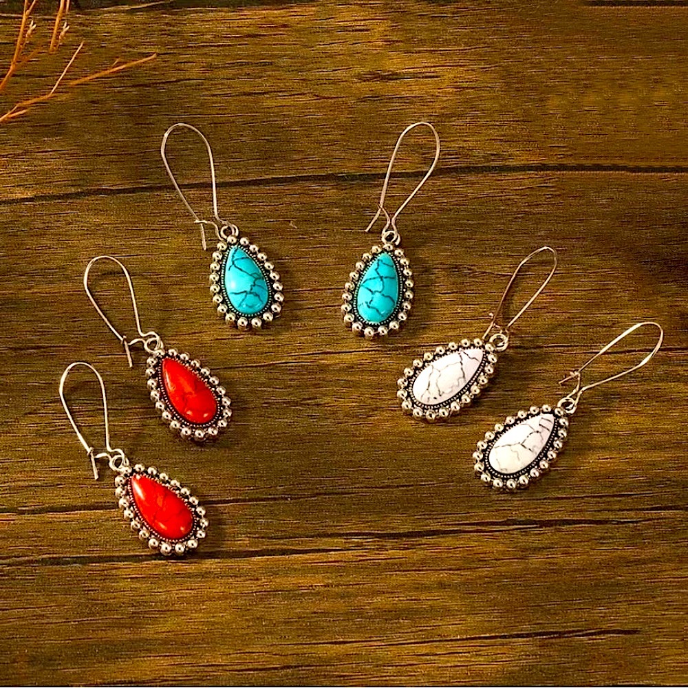 New boho faux turquoise earrings bundle
